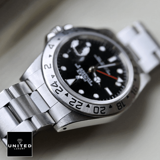 Rolex Explorer II 16570-0004 Stainless Steel Oyster Bracelet Replica on the table