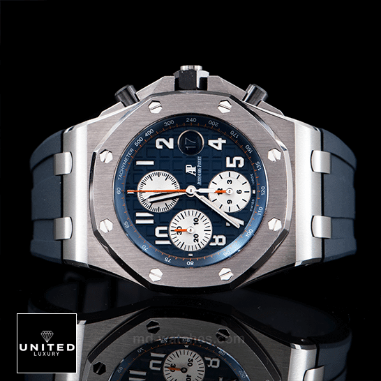 Audemars Piguet Blue Dial Blue Rubber Bracelet Replica side vide black background