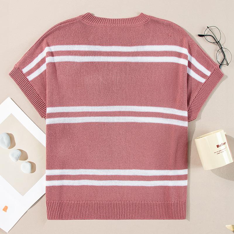 SHEWIN Womens Sweaters Causal V Neck T Shirts Loose Short Sleeve Shirt Spring Tops for Women 7