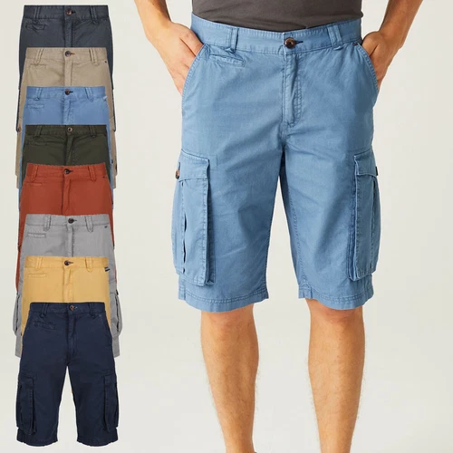 Mens Cargo Combat Shorts Cotton Chino Twill Knee Length Half Pants Multi Pockets - Picture 1 of 36