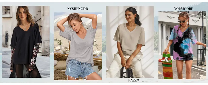 Product Introduction of WIHOLL Womens T Shirts V Neck Short Sleeve Casual Loose Tees Tops 2025 Trending Now #Springtok 6