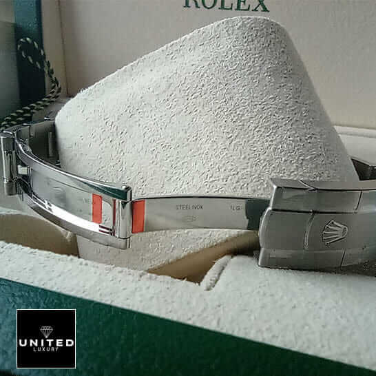 Rolex Perpetual 31 277200 Replica Open Fold Clasp on the Rolex Logo in the Rolex Box