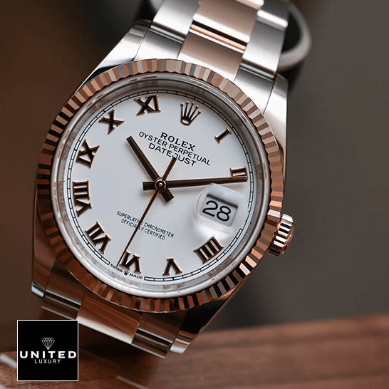 Rolex Datejust 126231 White Dial Roman Oyster Replica grey background