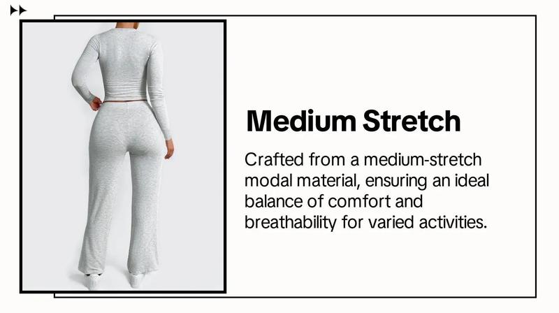 Product Introduction of 【Plus Size】 Two-piece Set Solid Round Neck Top & Drawstring Waist Pants, Casual Fashion Cozy Long Sleeve Top & Trousers for Daily Outdoor Wear Clothing, Pants Suit Sets for Women, Women's Outfits for All Seasons 4