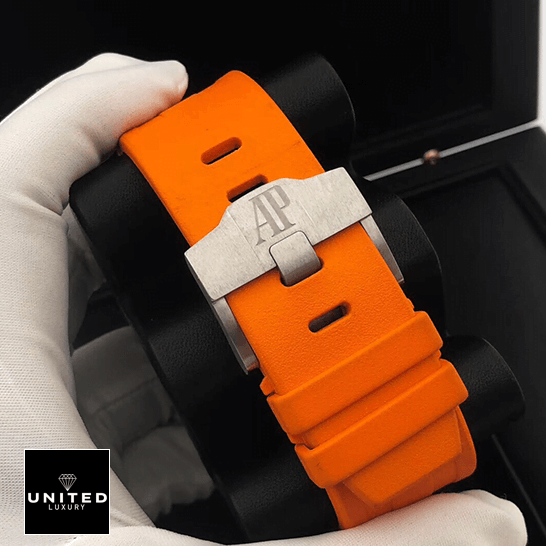 Audemars Piguet Orange Rubber Bracelet Stainless Steel Clasp Replica in the box